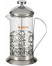 Чайник заварочный MALLONY Чайник/кофейник (кофе-пресс) OLIMPIA, 600 мл, из жаропрочного стекла, в корп из нерж ст, T046-600ML (950137)