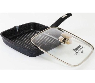 Сковорода МЕЧТА С64803 Гранит star 24*24 см с несъемной ручкой и стекл. крышкой