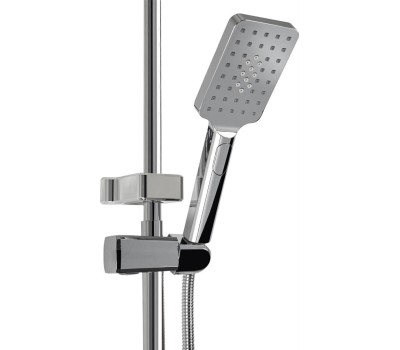 Смеситель для ванны и душа FABIA 9675 Смеситель + стойка душевая тропический душ хромированный, с двумя лейками, с длинным изливом, корпус латунь