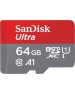 SANDISK Карта памяти microSDXC UHS-I Ultra 64 ГБ, 100 МБ/с, Class 10, SDSQUNR-064G-GN3MN, 1 шт., без адаптера