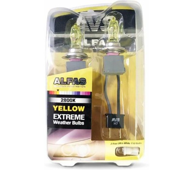 Лампа галогенная AVS Газонаполненные ALFAS Extreme Weather 2800К H7 12V 85W, комплект 2+2 (W5W) шт