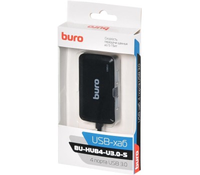 BURO Разветвитель USB 3.0 BU-HUB4-U3.0-S 4порт. черный