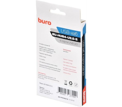 BURO Разветвитель USB 3.0 BU-HUB4-U3.0-S 4порт. черный