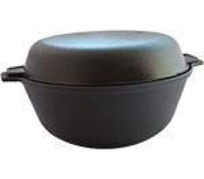 КАМСКАЯ ПОСУДА к33 чугунный с чугунной крышкой-сковородой 3л