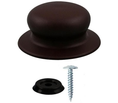 MULTIDOM Ручка для крышки с саморезом (коричневая). Диаметр 6 см. (только кратно упаковке) МГ76-279