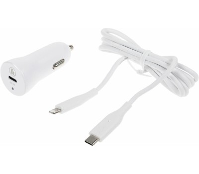 HAMA Автомобильное зарядное устройство H-183297, USB-C, 8-pin Lightning, 18Вт, 3A, белый [00183297]