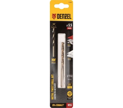 Сверло DENZEL Сверло по металлу, 5,5 мм, HSS Co-8%// 71443