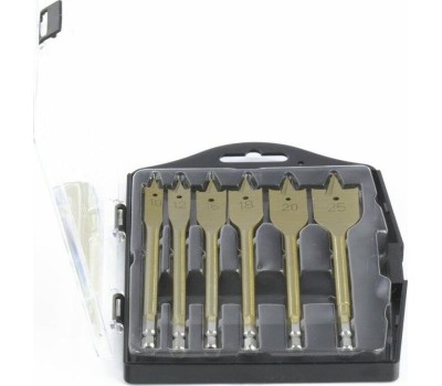 Набор сверл MATRIX Набор сверл перовых по дереву, 10-12-16-18-20-25 мм, 6 шт, пластиковый кейс, 70445