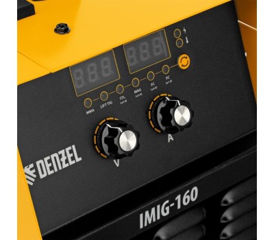 Аппарат инвертор DENZEL Аппарат инвертор. полуавтомат. сварки MIG-160, 160 А, ПВ 60%, катушка 5 кг// 94309