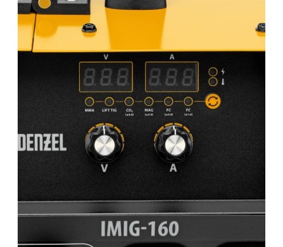 Аппарат инвертор DENZEL Аппарат инвертор. полуавтомат. сварки MIG-160, 160 А, ПВ 60%, катушка 5 кг// 94309