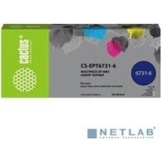 CACTUS Чернила CS-EPT6731-6 черный/голубой/пурпурный/желтый/светло-голубой/светло-пурпурный набор 6x100 мл для Epson L800/L810/L850/L1800