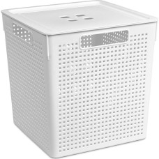 Корзина для хранения VIOLET Лофт 23л с крышкой белая 6923106