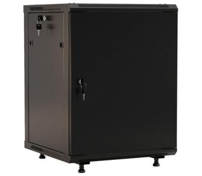 HYPERLINE Шкаф коммутационный TWB-FC-1266-SR-RAL9004 настенный, металлическая передняя дверь, 12U, 600x650x600 мм