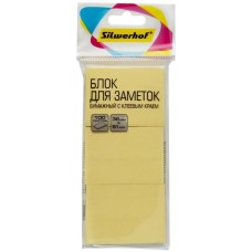SILWERHOF Блок самоклеящийся бумажный 38x51мм 100лист. 75г/м2 пастель желтый европодвес (упак.:3шт)