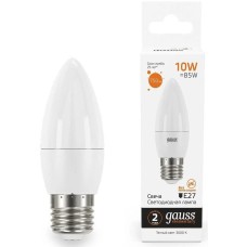 GAUSS Лампа светодиодная Elementary 30210 10Вт цок.:E27 свеча 220B св.свеч.бел.теп. (упак.:10шт)