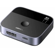 UGREEN Переключатель AW701 (65878) 2 in 1 8K@60Hz DisplayPort&USB-C Switcher. Цвет: черный