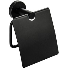 GFmark - Держатель туалетной бумаги с экраном, из нержавеющей стали, на круглом основании, цвет ЧЁРНЫЙ. 82003