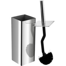 САНАКС - Ёрш для унитаза напольный, квадратный, ПРЕМИУМ, с ИЗОГНУТЫМ ЁРШИКОМ, из нержавеющей полированной стали 201 1037