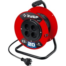 ЗУБР ПВС-207, ПВС, 2 х 0.75 мм2, 20 м, 2200 Вт, удлинитель на катушке (55083-20)