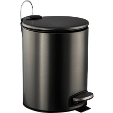 САНАКС - Ведро из нержавеющей стали, с педалью, круглое, 5 литров, плоская крышка микролифт, цвет ГРАФИТ. 10505