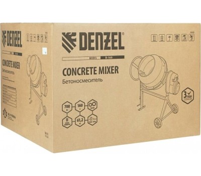 Бетоносмеситель DENZEL Бетоносмеситель B-160, 700 Вт, 160 л 95422