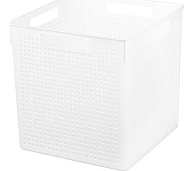Корзина для хранения VIOLET Лофт 23л с крышкой белая 6923106
