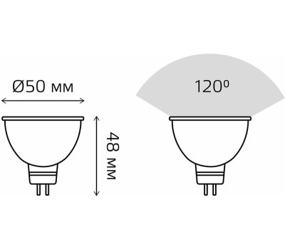 GAUSS 13517 Светодиодная лампа LED Elementary MR16 GU5.3 7W 530lm 3000K 1/10/100 0