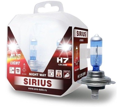 Лампа галогенная AVS SIRIUS/NIGHT WAY/ PB H7.12V.55W. 2шт