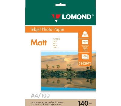 LOMOND Фотобумага A4, для струйной печати, 100л, 140г/м2, белый, покрытие матовое [0102074]