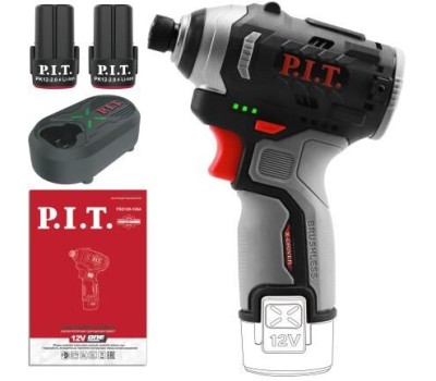 Винтоверт P.I.T. Винтоверт IMPACT аккум. бесщёточный PSD12K-120A/2 (12В, 120Нм, 3ск, HEX 1/4