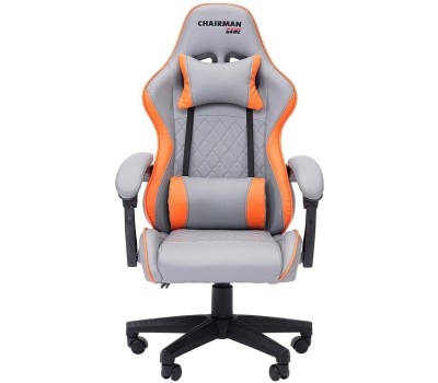 Кресло компьютерное CHAIRMAN Офисное кресло CH28 экокожа, серо-оранжевый (7162897)