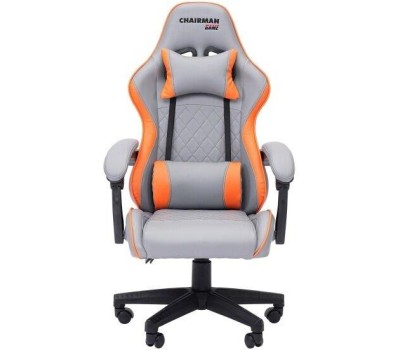 Кресло компьютерное CHAIRMAN Офисное кресло CH28 экокожа, серо-оранжевый (7162897)