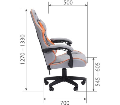 Кресло компьютерное CHAIRMAN Офисное кресло CH28 экокожа, серо-оранжевый (7162897)