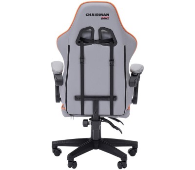 Кресло компьютерное CHAIRMAN Офисное кресло CH28 экокожа, серо-оранжевый (7162897)