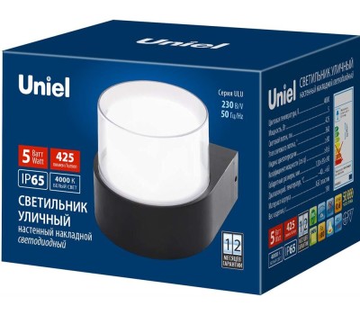 светильник UNIEL ULU-P21A-5W/4000K IP65 BLACK