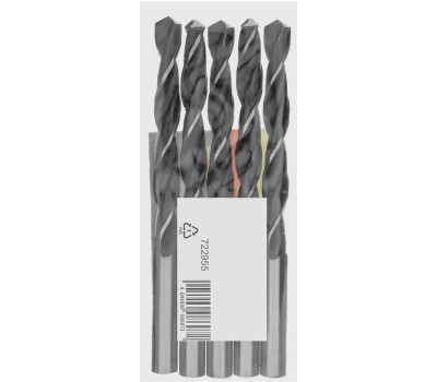 Сверло СИБРТЕХ Сверло по металлу, 10 мм, быстрорежущая сталь, 5 шт, цилиндрический хвостовик 722955