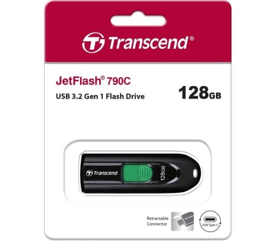 Transcend USB Drive 128Gb JetFlash 790C USB3.2, Type-C, Black TS128GJF790C