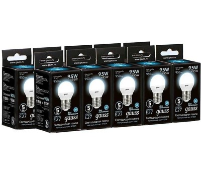 GAUSS Лампа LED E27, шар, 9.5Вт, одна шт. [105102210]