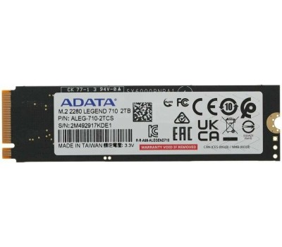 Накопитель SSD A-DATA SSD накопитель Legend 710 ALEG-710-2TCS 2ТБ, M.2 2280, PCIe 3.0 x4, NVMe, M.2