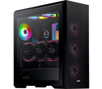 Корпус для ПК XPG Корпус DEFENDER BLACK [DEFENDER-BKCWW] (Midi-Tower, черный, TG, 120mm fan*3)