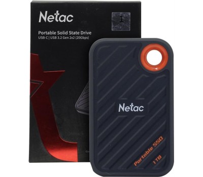 внешний диск NETAC 1ТБ Внешний диск SSD ZX20L NT01ZX20L-001T-32BK, USB-C, запись - 1800МБ/с, чтение - 2000МБ/с, черный