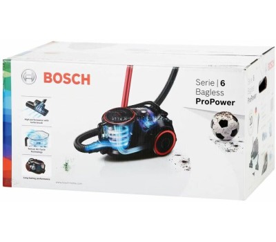 BOSCH Пылесос BGS41POW1, 700Вт, черный/красный