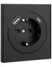 KRANZ Розетка STRONG 1-ая с/з с/у з/ш 16А с USB A+C быстрой зарядки 5В/3А антрацит