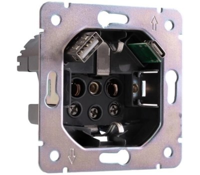 KRANZ Розетка STRONG 1-ая с/з с/у з/ш 16А с USB A+C быстрой зарядки 5В/3А антрацит