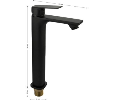 МАГНУС - Смеситель на раковину ВЫСОКИЙ, литой корпус, цвет чёрный 8403
