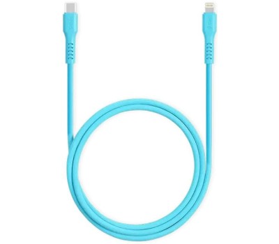 TTEC Портативное зарядное устройство SmartCharger USB-C 20W PD GaN Travel Charger с кабелем USB-C To Lightning. Длина кабеля: 120см. Цвет: голубой