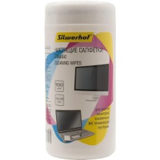 SILWERHOF Салфетки Classic для экранов мониторов/плазменных/ЖК телевизоров/ноутбуков туба 100шт влажных
