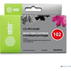 Картридж струйный CACTUS PFI-102M Картридж струйный для Canon iPF500/iPF600/iPF700/ MFP M40/iPF765/LP17/LP24, пурпурный (130мл)