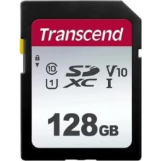 TRANSCEND Карта памяти SDXC UHS-I U1 128 ГБ, 100 МБ/с, Class 10, TS128GSDC300S, 1 шт., без адаптера