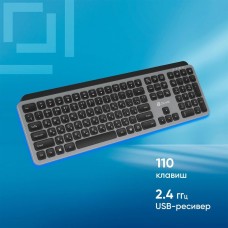 Клавиатура OKLICK Клавиатура K859W, беспроводная, USB, Радиоканал, ножничная, серый/черный [2002136]